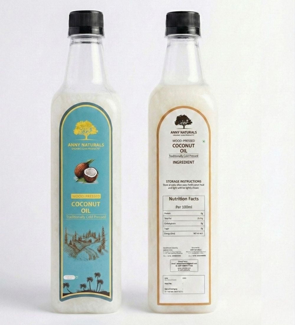 Anny Naturals Wood-Pressed Coconut Oil 1000ml – 100% Pure & Traditionally Cold Pressed