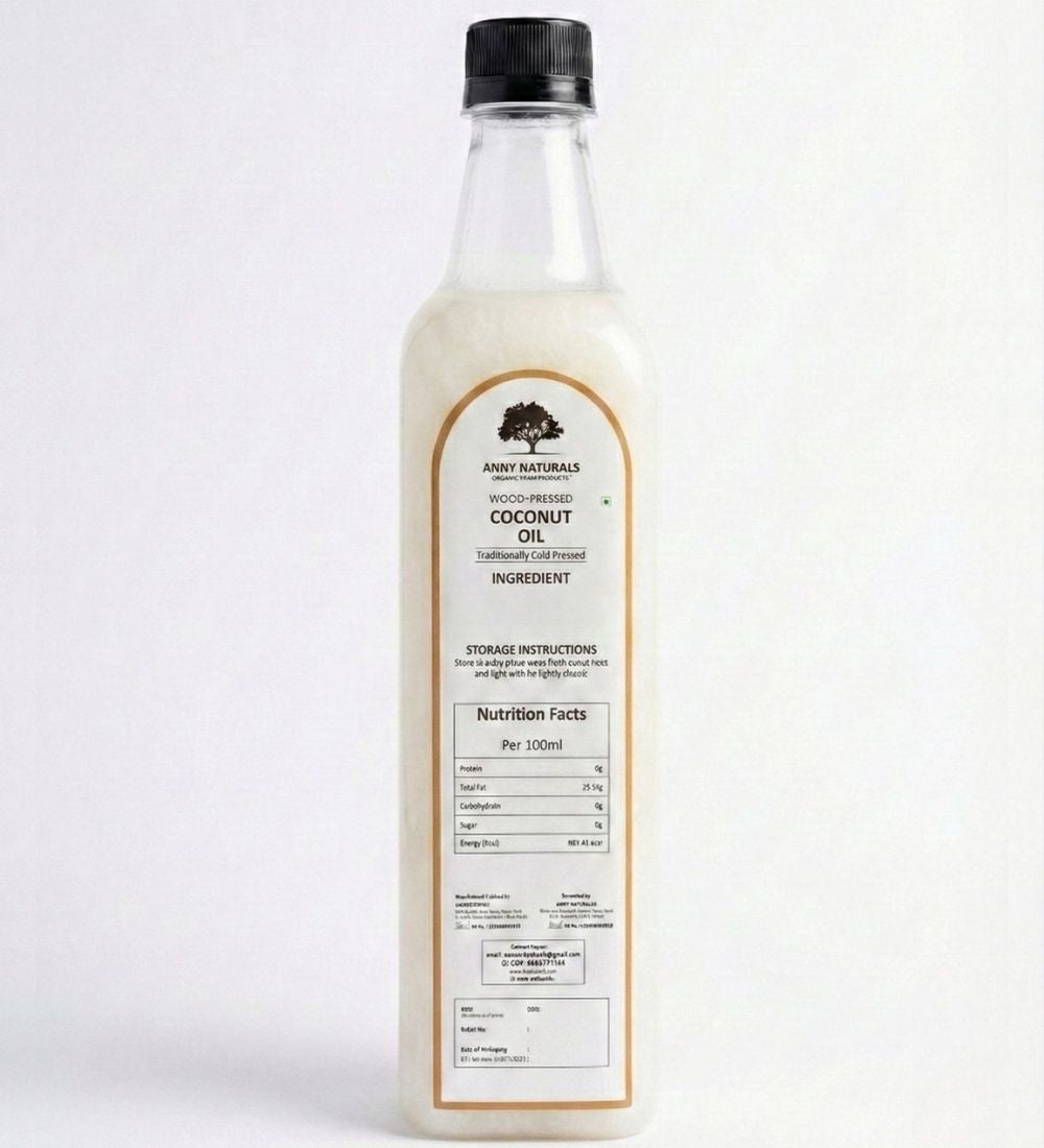 Anny Naturals Wood-Pressed Coconut Oil 1000ml – 100% Pure & Traditionally Cold Pressed
